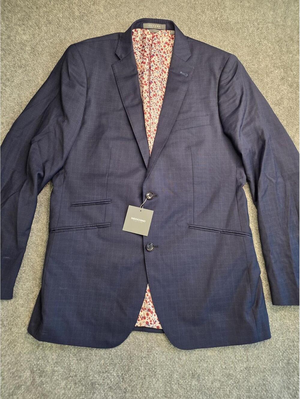 NWT Indochino Luxury Wool Cashmere Blazer Sport Coat Navy Blue Floral Lining 42R